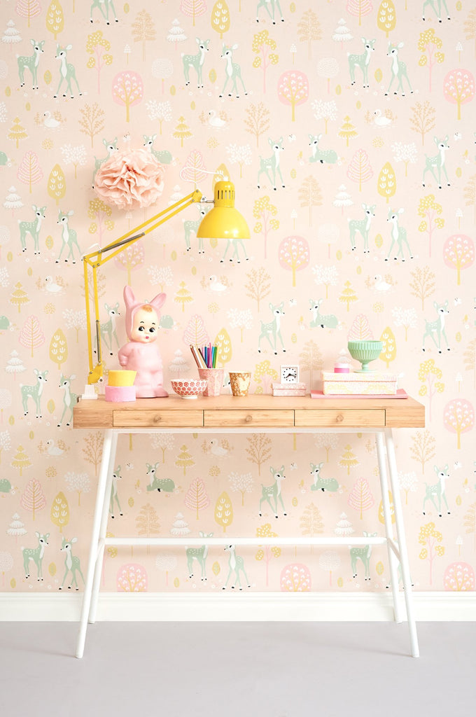 Pink Wallpaper for girls rooms | Golden Woods Sweet Pink