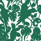 Cockatoos Wallpaper by Florence Broadhurst in Green and white