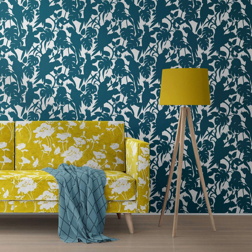 Cockatoos Wallpaper by Florence Broadhurst in Blue