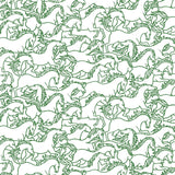 Horse Stampede Wallpaper in Green by Florence Broadhurst