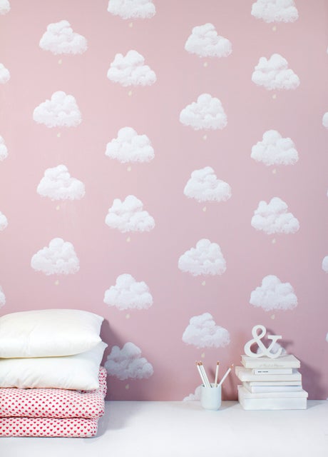 Cotton Clouds wallpaper in pink by Bartsch