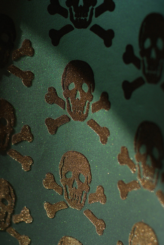 Beware The Moon Skulls Bronze on Oils Slick Wallpaper