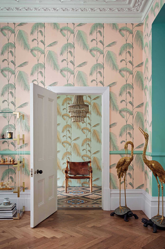 Palm Leaves wallpaper in Pink by Cole & Son Room Shot