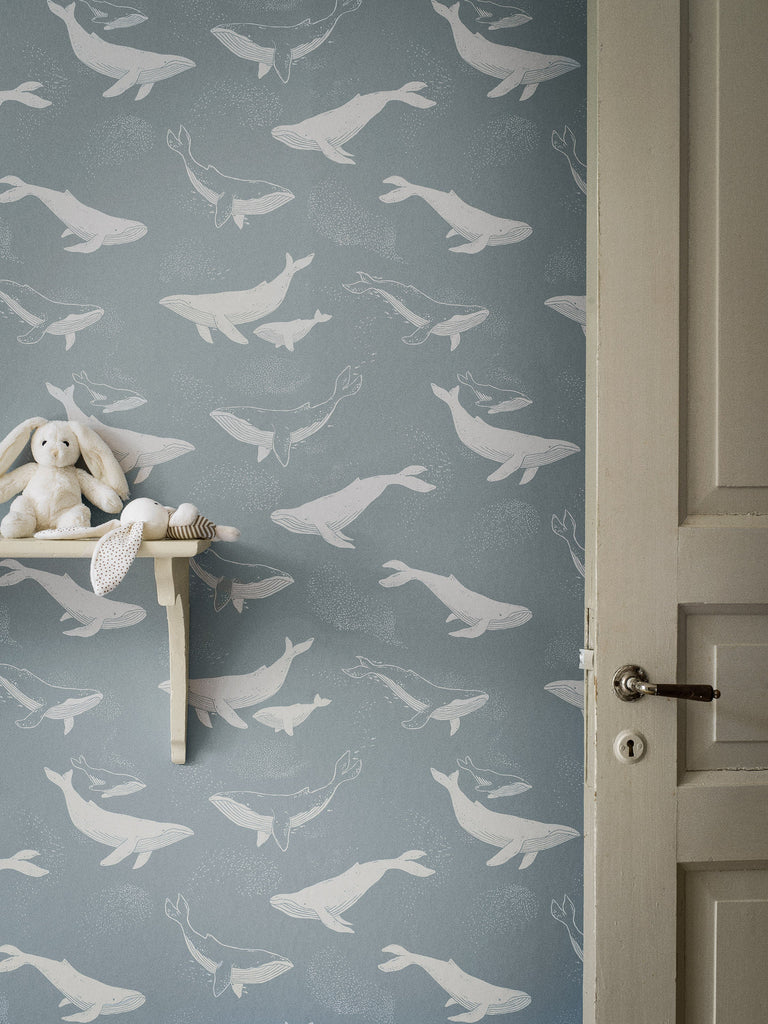 Boråstapeter Wallpaper |Whales (blue)