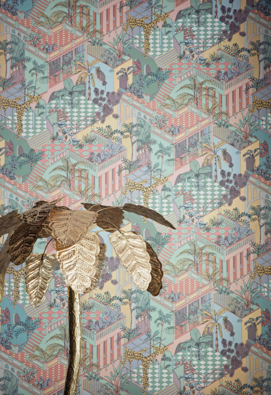 Cole & Son Miami Wallpaper in Pink Pastel | Icons Collection 