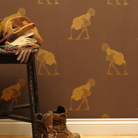 Beware The Moon Wallpaper | Ostrich Large Gold Leaf on Bone