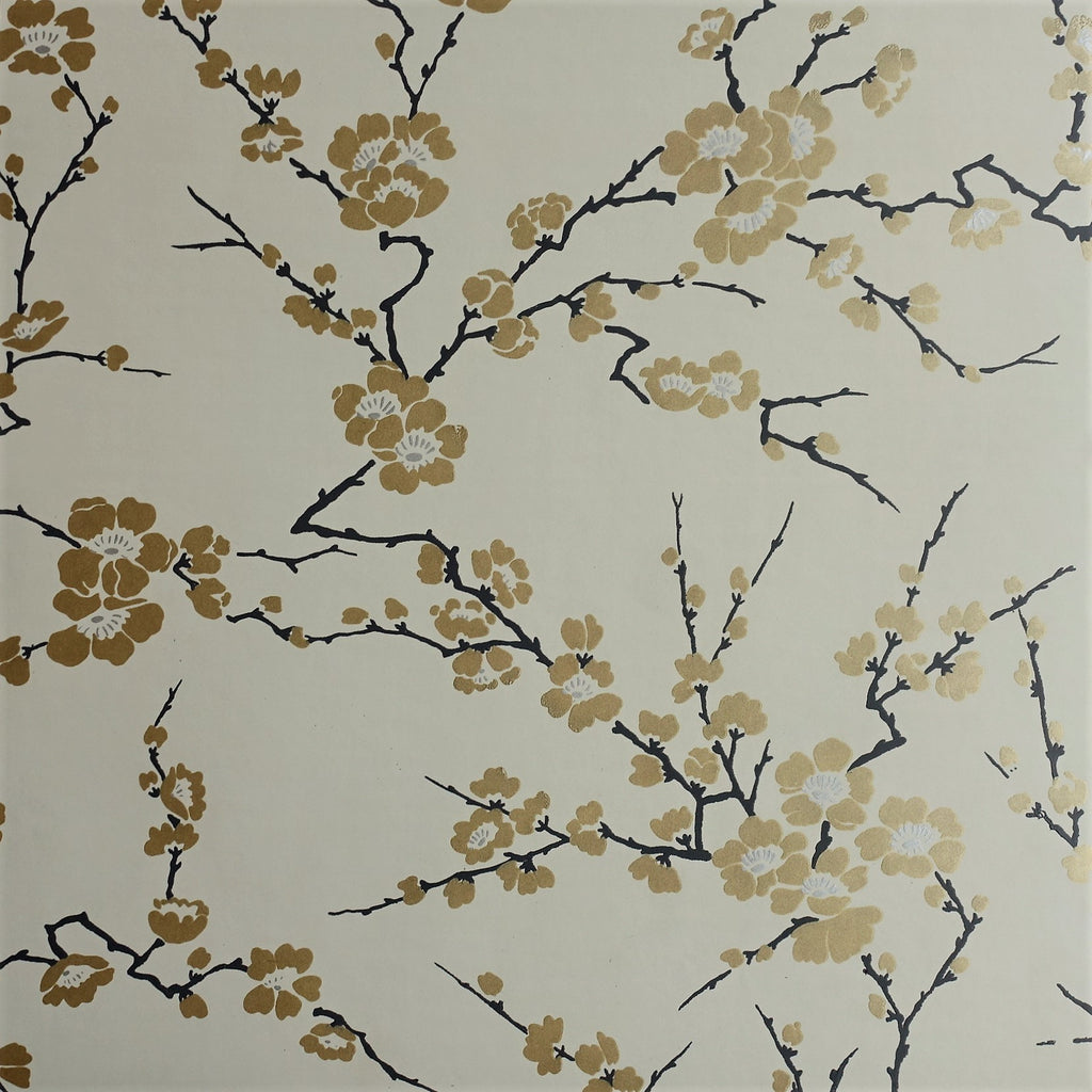 Cherry Blossoms Wallpaper in Gold by Signature Prints