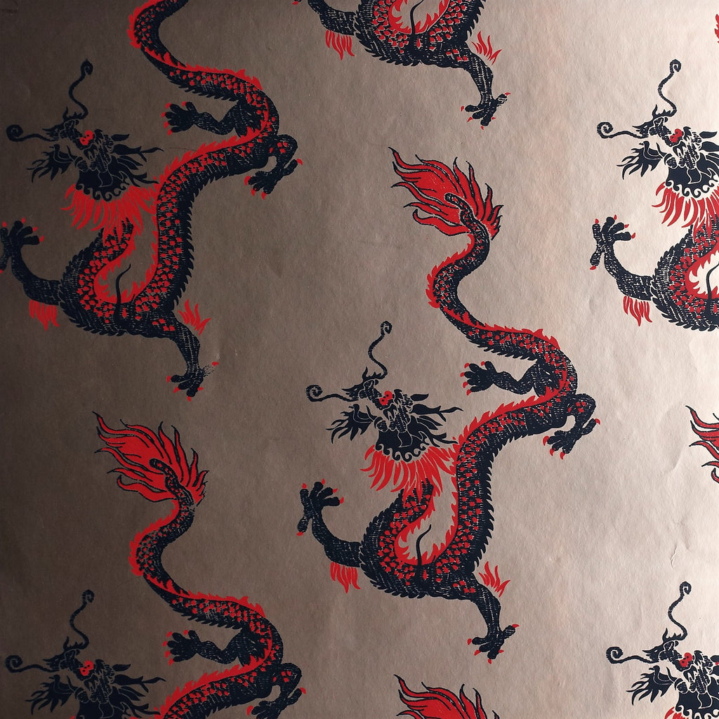 Dragons Wallpaper by Signature Prints in Metallic Bronze