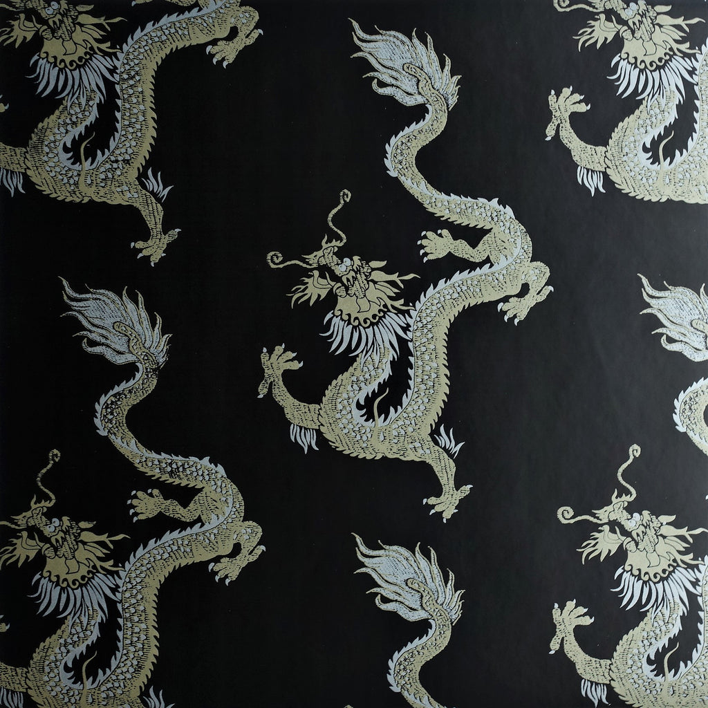 Dragon Wallpaper in Black Gold & Silver