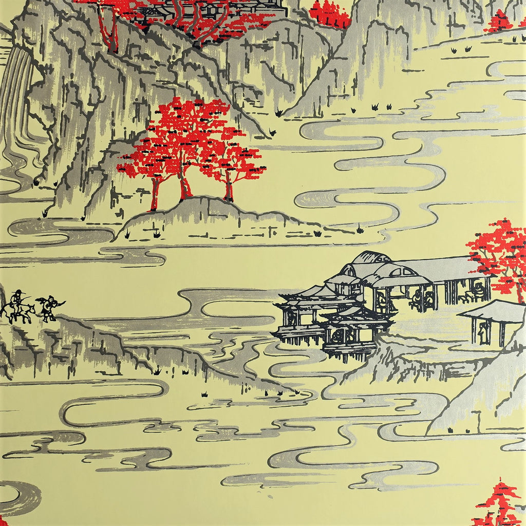 Summer Palace Wallpaper by Signature Prints in Yellow & Red