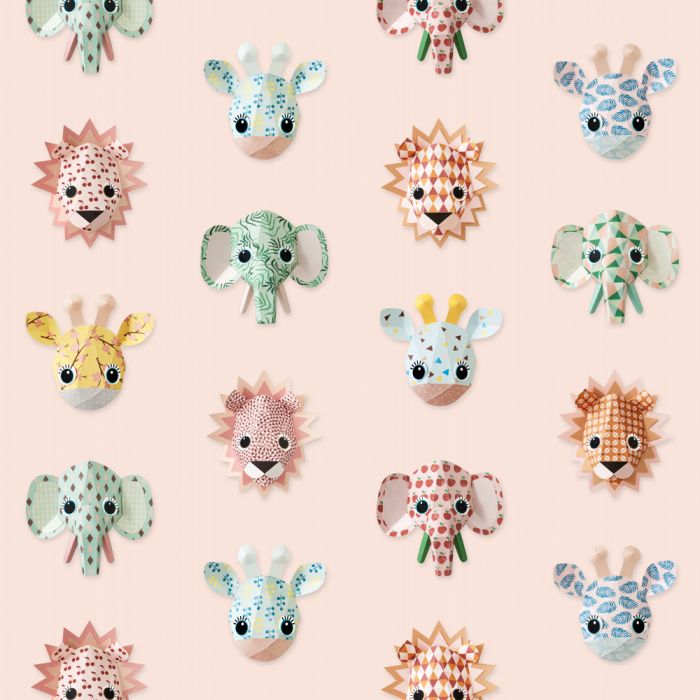 Wild Animals in Pink Wallpaper Studio Ditte