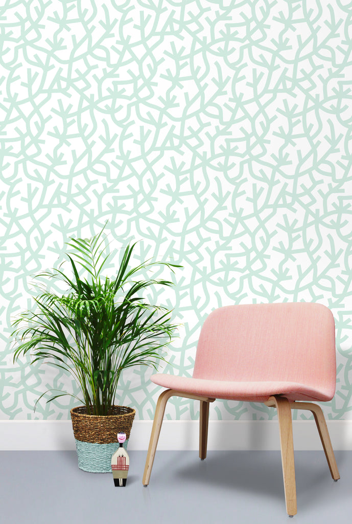 A Forrest Wallpaper by Mini Moderns in Pale Verdigris