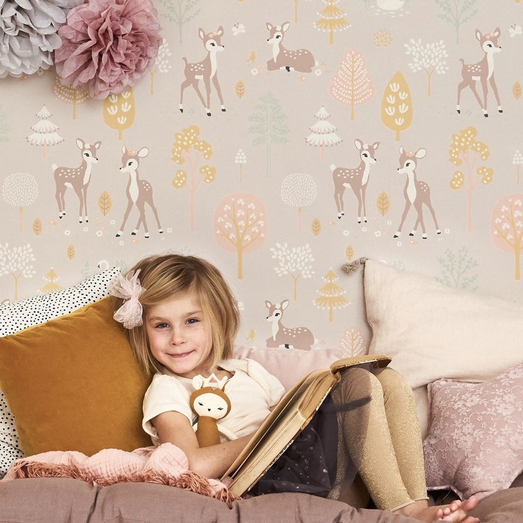 Girls Wallpaper for Girls rooms | Golden Woods Wallpaper in Lilac